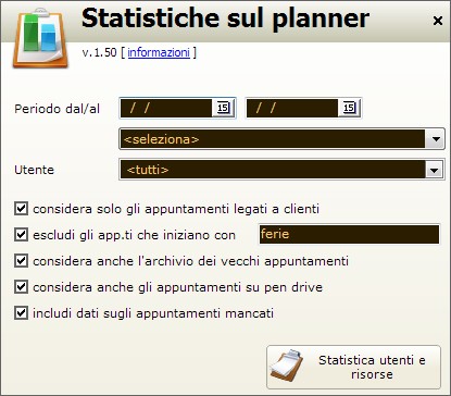 filtro statistica planner