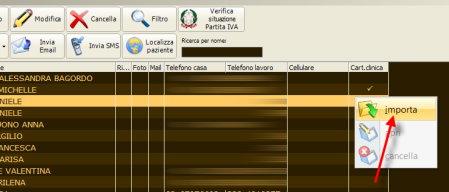 importazione cartelle cliniche