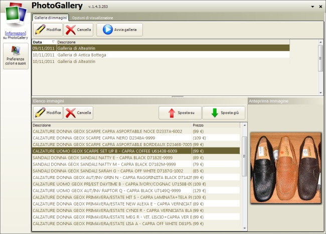 PhotoGallery gallerie fotografiche immagini prodotti articoli software gestionale