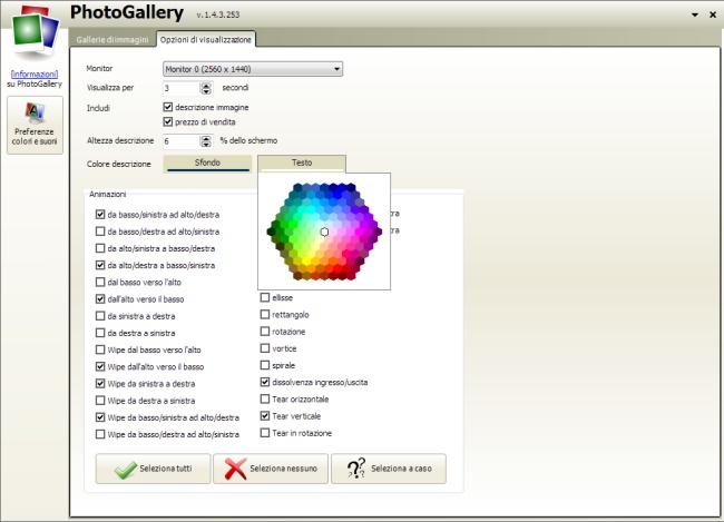 configurazione PhotoGallery transizione immagini